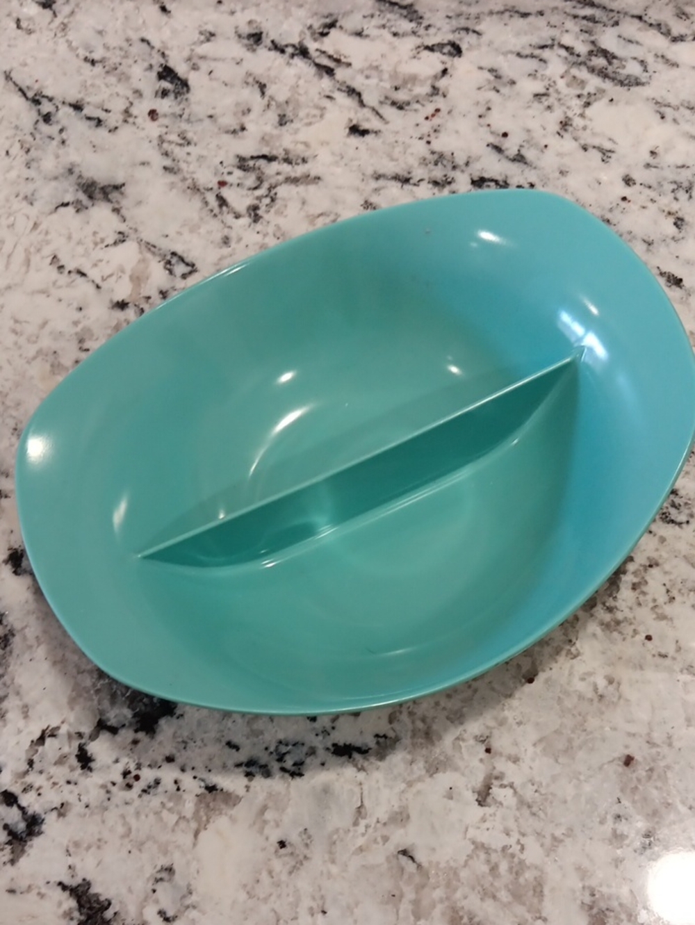 Vintage Oneida Melamine  Turquoise Divided Serving Bowl